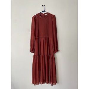 Deep Reddish-Orange ‘Wilfred’ Midi Dress